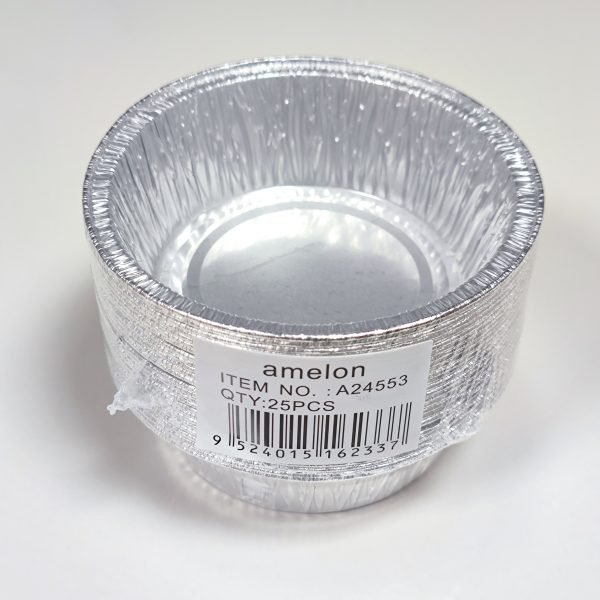 Aluminum foil Disposable round 5-inch oven-safe stackable container trays, 350ml capacity, for baking cakes and other foods