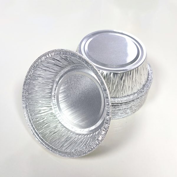 Aluminum foil Disposable round 5-inch oven-safe stackable container trays, 350ml capacity, for baking cakes and other foods
