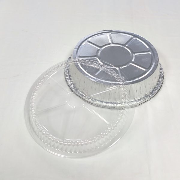 H509c6e1d45924cd883f8d90611b0c2061 FDA 9 "230*230*48mm aluminum foil food container, 1400ml capacity, recyclable PET pizza pan and baking tray for food packaging