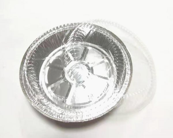 Hb42c9c9a82284da7b1dff719ea54d756f Factory Priced 7 Inch Disposable Aluminum Container with PET Plastic Cover Food Grade Custom Logo Baking Packaging