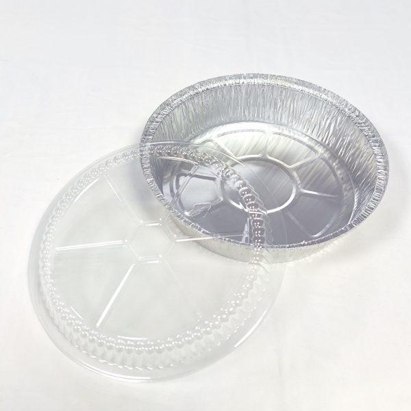 Hce8d334f45394160a1e0ac9a4374690do FDA 9 "230*230*48mm aluminum foil food container, 1400ml capacity, recyclable PET pizza pan and baking tray for food packaging