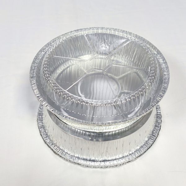 Hd2ca387e197a4cf4a5fb7e01f2e57d50t FDA 9 "230*230*48mm aluminum foil food container, 1400ml capacity, recyclable PET pizza pan and baking tray for food packaging