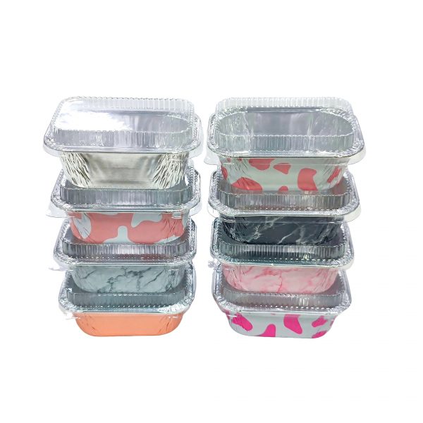 4003 Rectangular Oven-Safe Reusable Food-Grade Small 100ml 97*65*32mm Food Container with Colored Aluminum-Plastic Lid